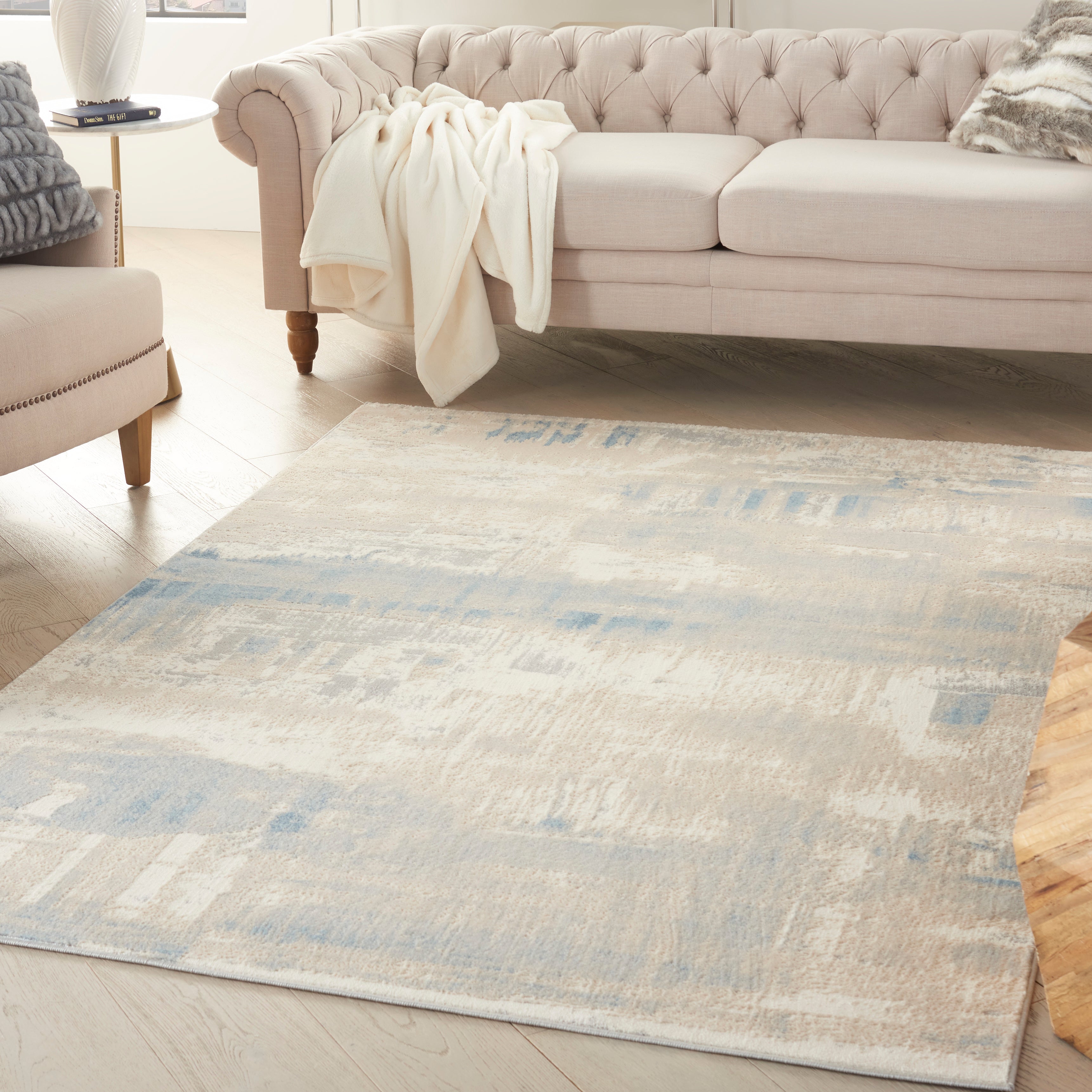 Nourison Solace SLA08 Ivory/Grey/Blue Large Rectangle Rug